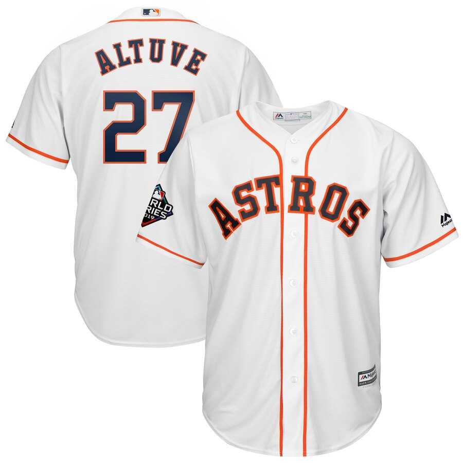 Astros 27 Jose Altuve White 2019 World Series Bound Cool Base Jersey,We sell and wholesale Astros 27 Jose Altuve White 2019 World Series Bound Cool Base Jersey on line form chian!